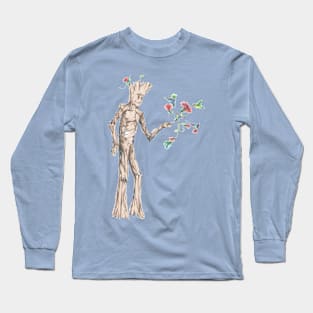 Groot with hummingbirds Long Sleeve T-Shirt